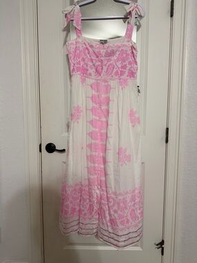 Juliet Dunn white and Pink Tie-Shoulder Maxi Dress size large 3
